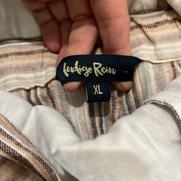 Indigo Rein Striped Jumpsuit - White and Brown - Picture 4 of 10